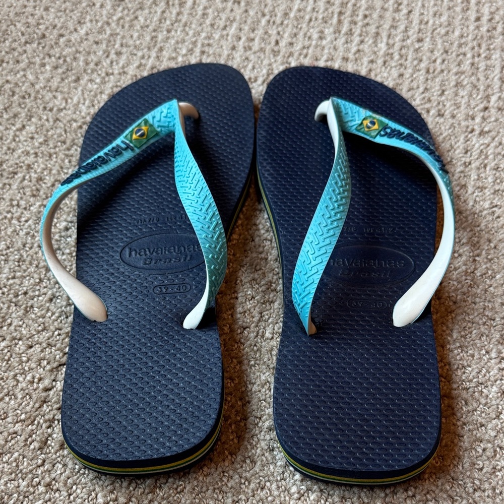 Havaianas Navy and Aqua Sandals